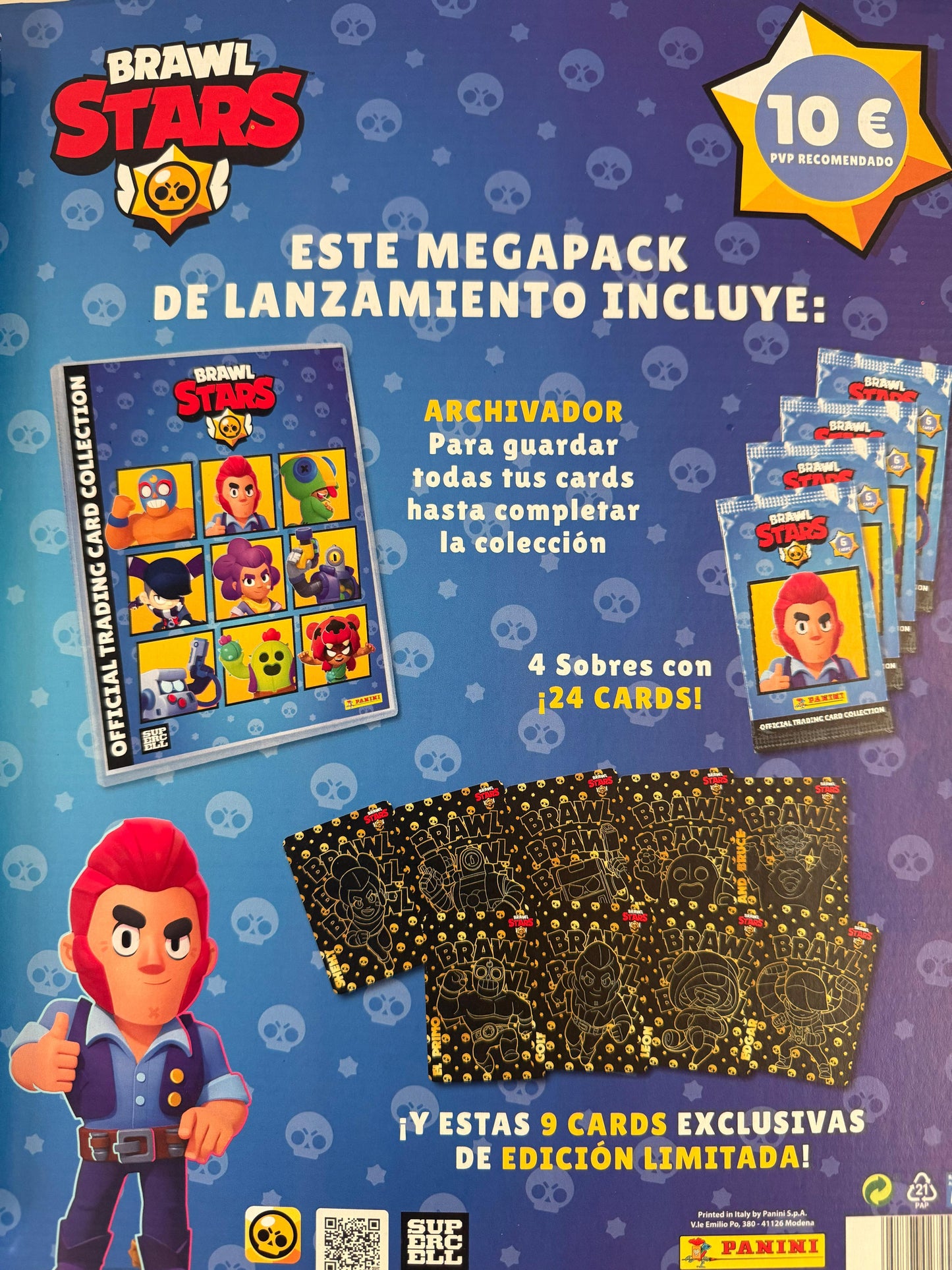 Cartón (Archivador + 4 Sobres + 9 C.E) Brawl Stars de Panini Cromos