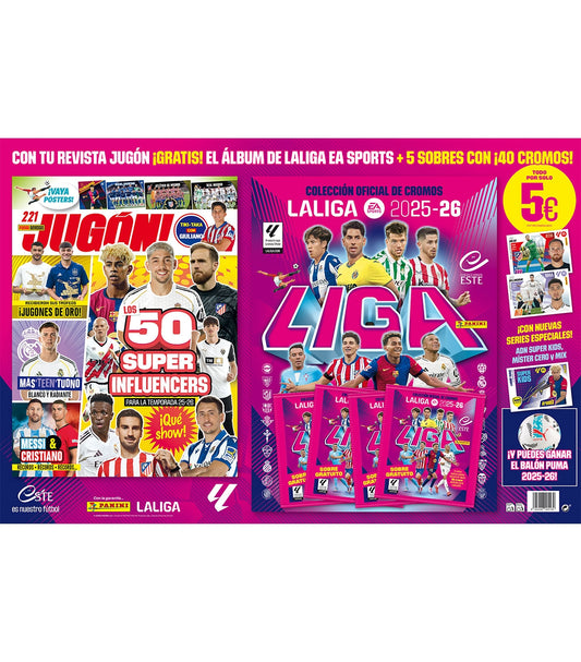 Cartón Albumazo La Liga 2025/26 (Rev. Jugón N.221 + Álbum + 5 Sobres) de Panini Cromos